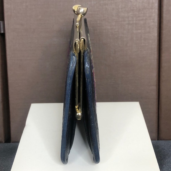 GUCCI GG Supreme Ophidia Sherry Line Double Compartment Navy Blue Coin Purse - Picture 4 of 15